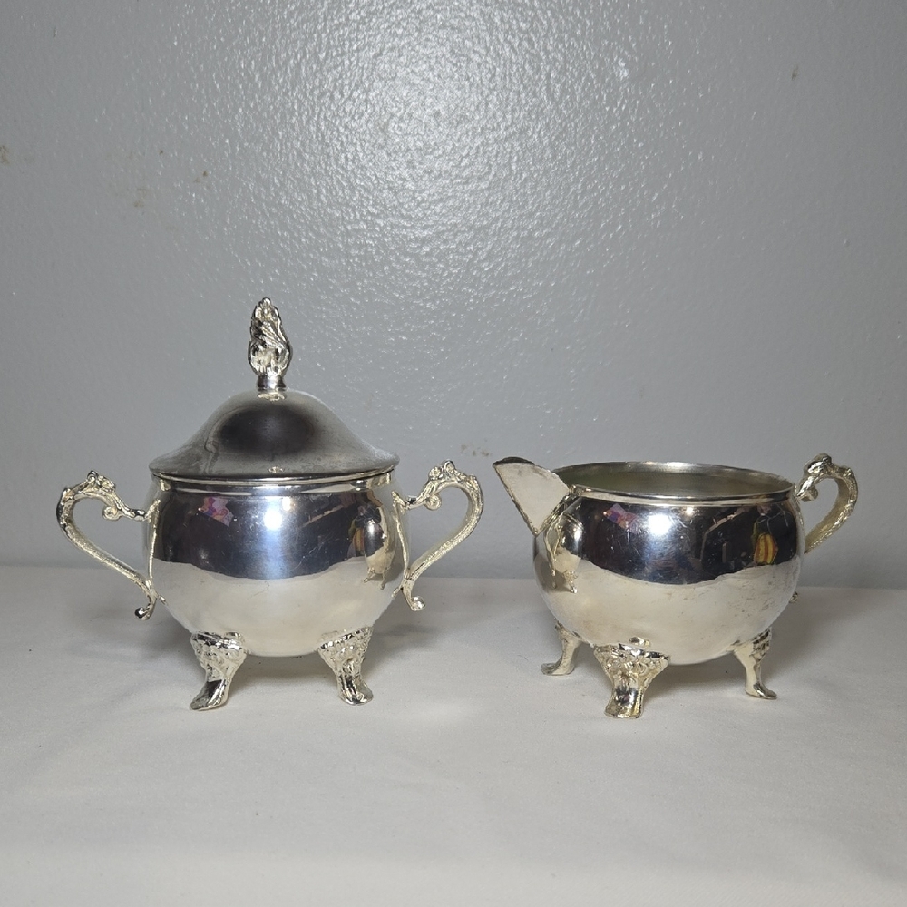 International Silver Co Elegant Silver Creamer and Sugar Bowl Set